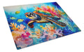 Loggerhead Sea Turtle Cutting Board Tempered Glass Kitchen Cutting Surface, Heat Resistant Chopping, Non-Slip Feet, Food Prep & Serving