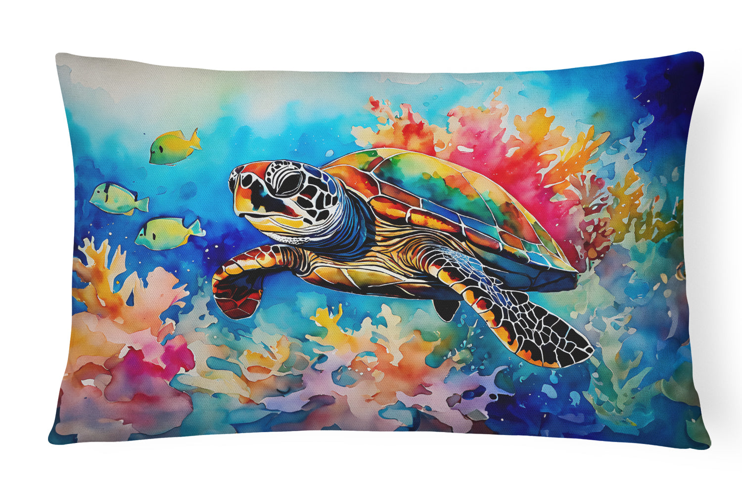 Loggerhead Sea Turtle Decorative Throw Pillow 12x16 Indoor Outdoor Accent Cushion, Fabric Cover with Insert for Sofa, Bed, Porch & Living Room