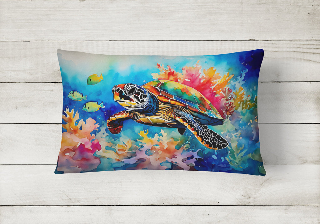 Loggerhead Sea Turtle Decorative Throw Pillow 12x16 Indoor Outdoor Accent Cushion, Fabric Cover with Insert for Sofa, Bed, Porch & Living Room