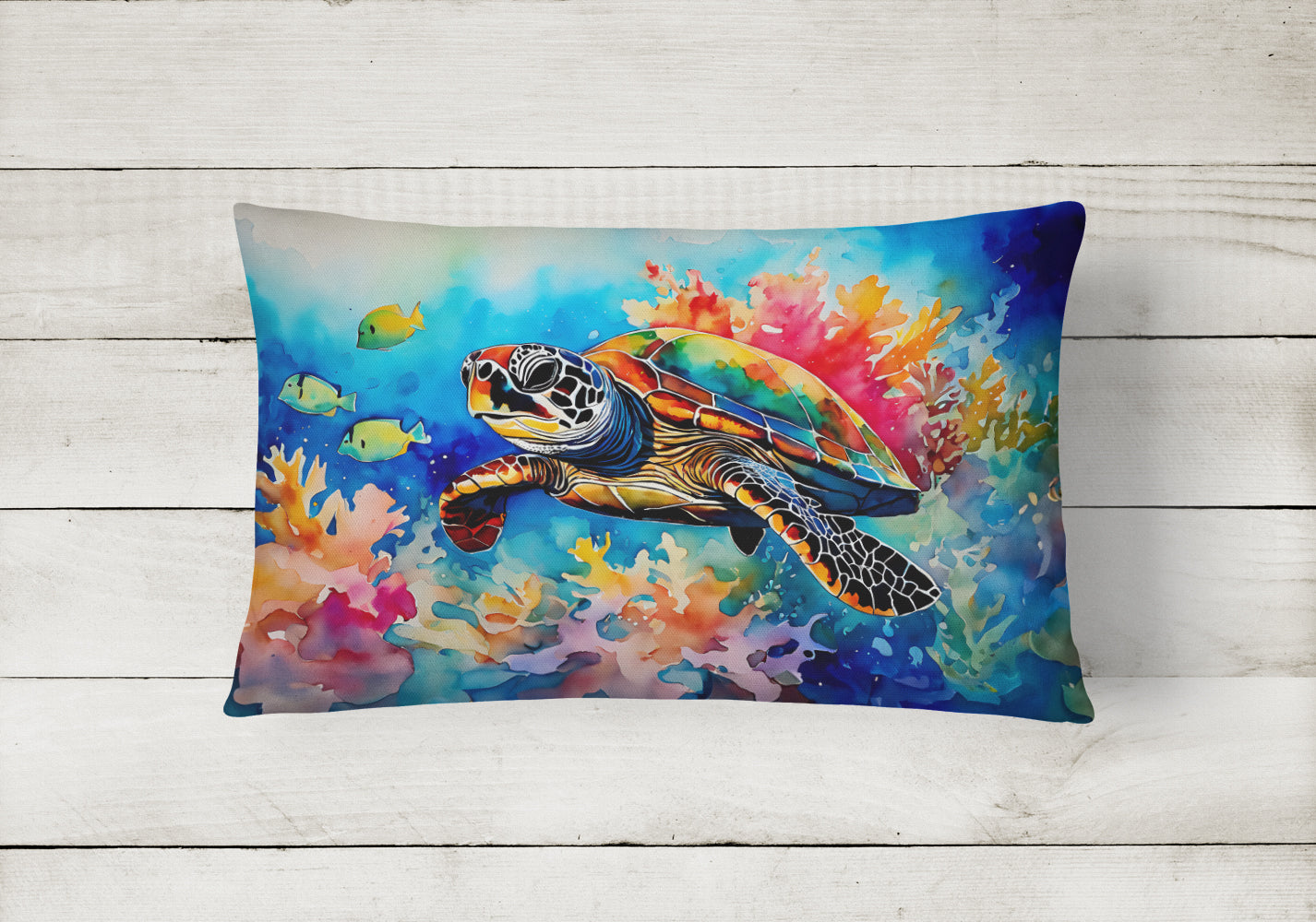 Loggerhead Sea Turtle Decorative Throw Pillow 12x16 Indoor Outdoor Accent Cushion, Fabric Cover with Insert for Sofa, Bed, Porch & Living Room