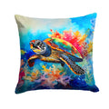 Loggerhead Sea Turtle Decorative Throw Pillow 18x18 Indoor Outdoor Accent Cushion, Fabric Cover with Insert for Sofa, Bed, Porch & Living Room