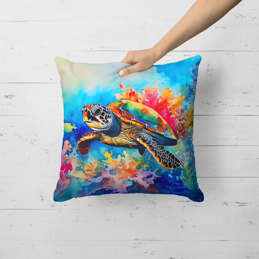 Loggerhead Sea Turtle Decorative Throw Pillow 18x18 Indoor Outdoor Accent Cushion, Fabric Cover with Insert for Sofa, Bed, Porch & Living Room