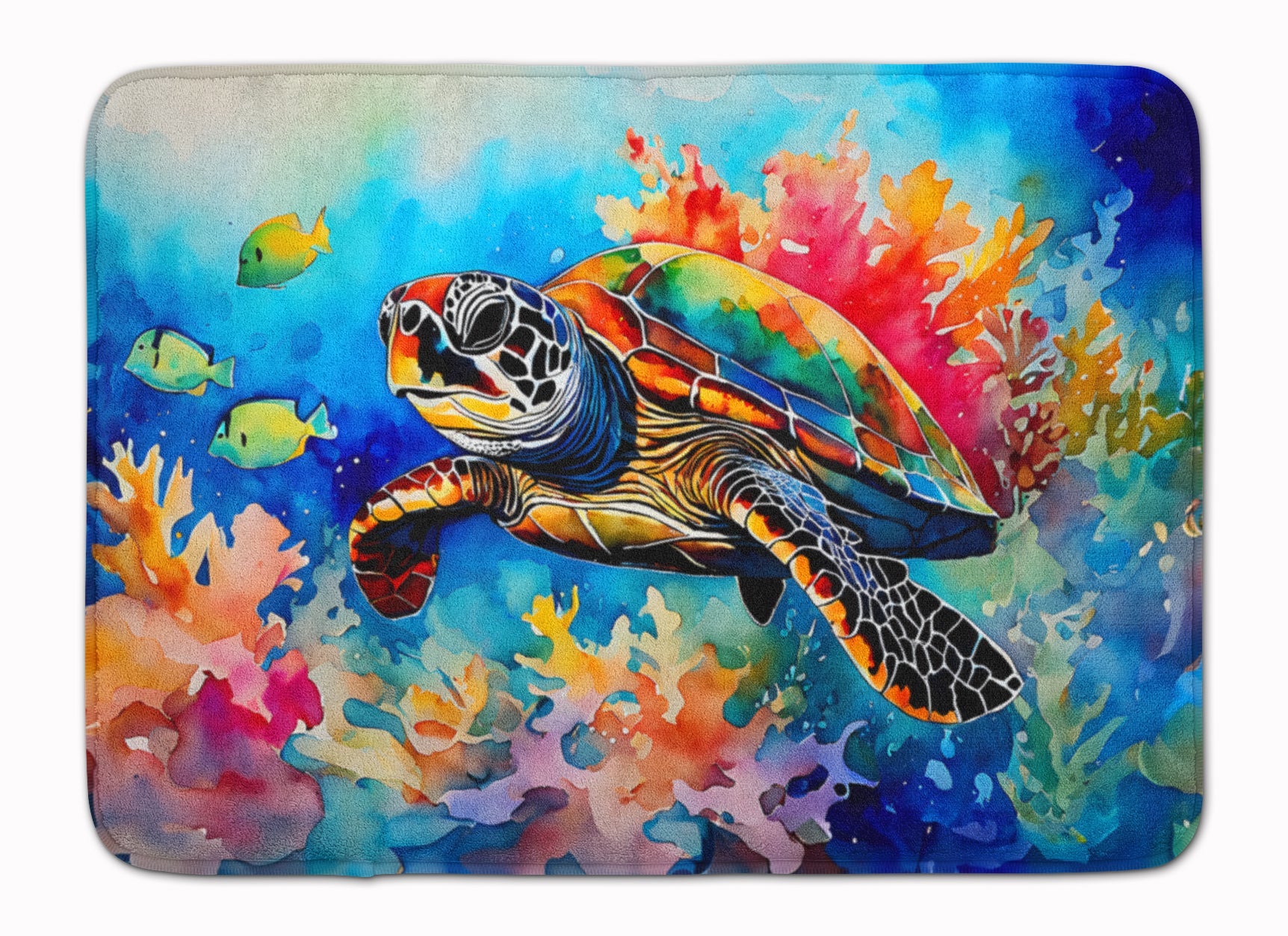 Loggerhead Sea Turtle Memory Foam Kitchen Mat Machine Washable Anti-Fatigue Cushion Comfort Bath or Kitchen Rug