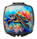 Loggerhead Sea Turtle Compact Mirror Decorative Travel Makeup Mirror for Women Girls Gifts Pocket Makeup Mirror Folding Handheld