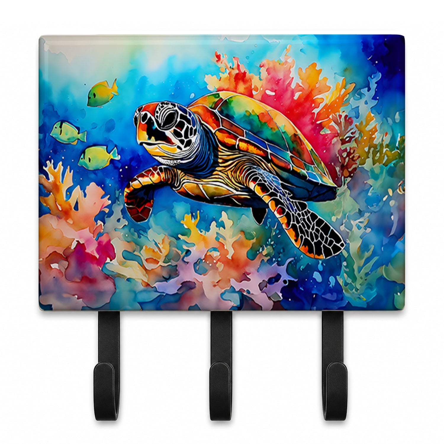 Loggerhead Sea Turtle Leash or Key Holder Wall Hooks, Coat Rack Wall Mount, for Hanging Keys, Towels, Aprons, Leashes