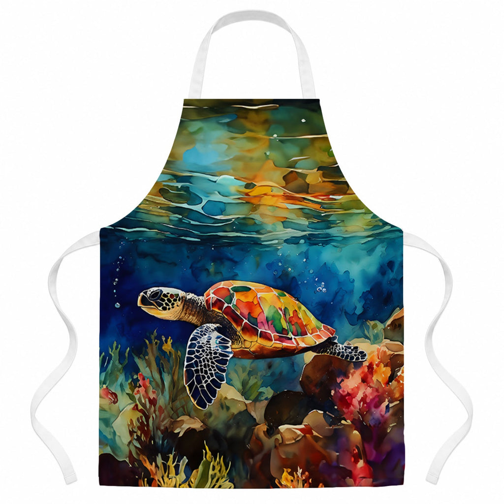 Loggerhead Sea Turtle Apron Cooking Kitchen Server Baking Crafts Gardening for Adult Women Men, Unisex, Large, Multicolor