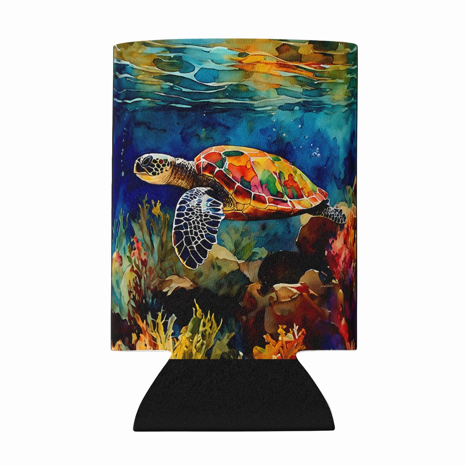 Loggerhead Sea Turtle Can or Bottle Hugger Cooler Sleeve for Standard 12 oz Cans, Insulated Foam Beer & Soda Can Hugger Reusable