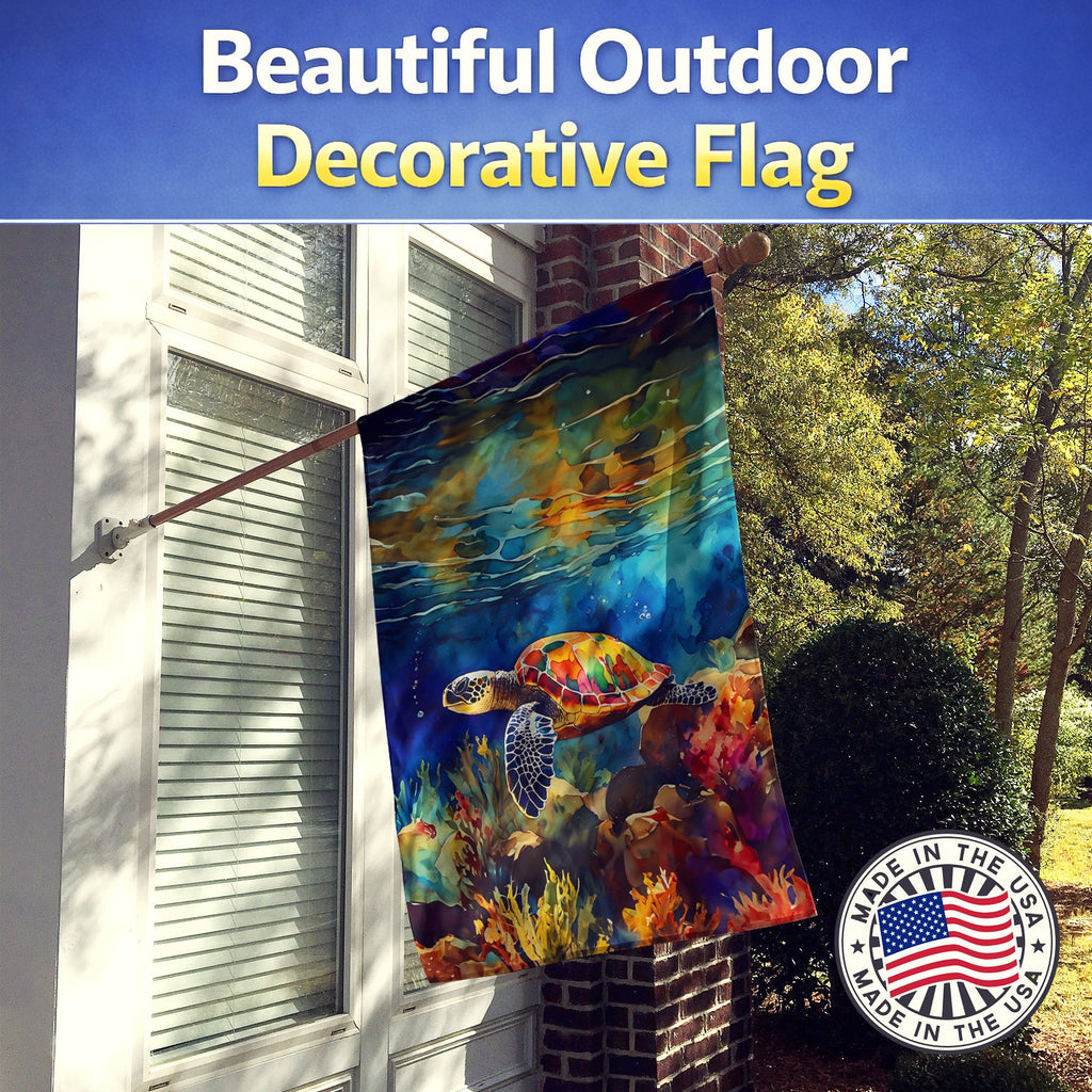 Loggerhead Sea Turtle House Flag 28x40 Porch Sleeve Pole Decorative Outside Yard Banner Artwork Wall Hanging, Polyester