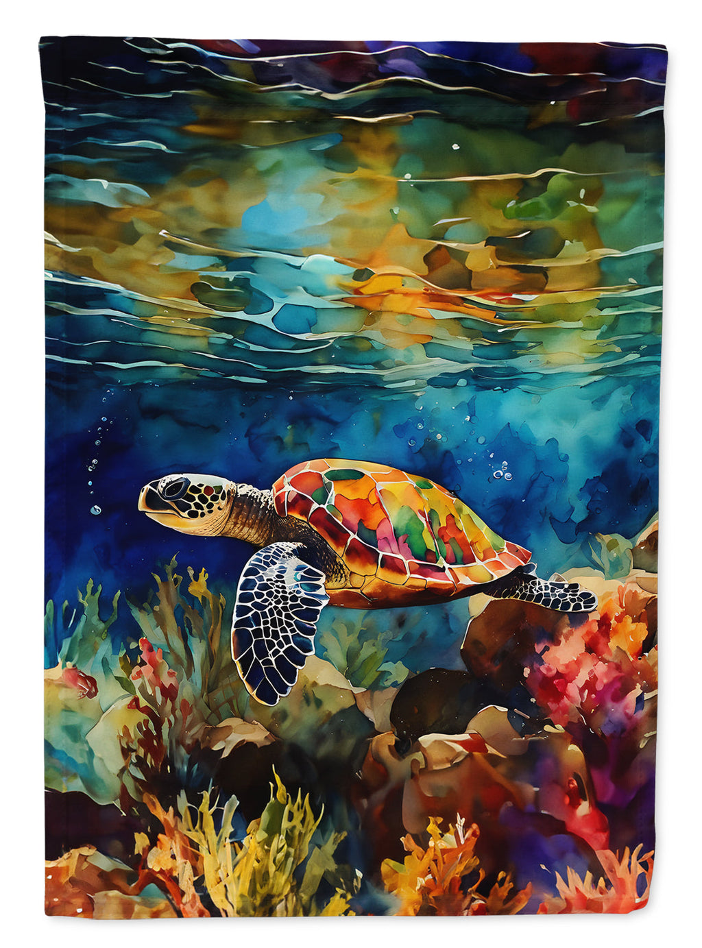 Loggerhead Sea Turtle House Flag 28x40 Porch Sleeve Pole Decorative Outside Yard Banner Artwork Wall Hanging, Polyester