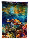 Loggerhead Sea Turtle House Flag 28x40 Porch Sleeve Pole Decorative Outside Yard Banner Artwork Wall Hanging, Polyester