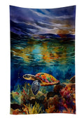 Loggerhead Sea Turtle Kitchen Towel Velour Plush Front and Cotton Loop Back Machine Washable