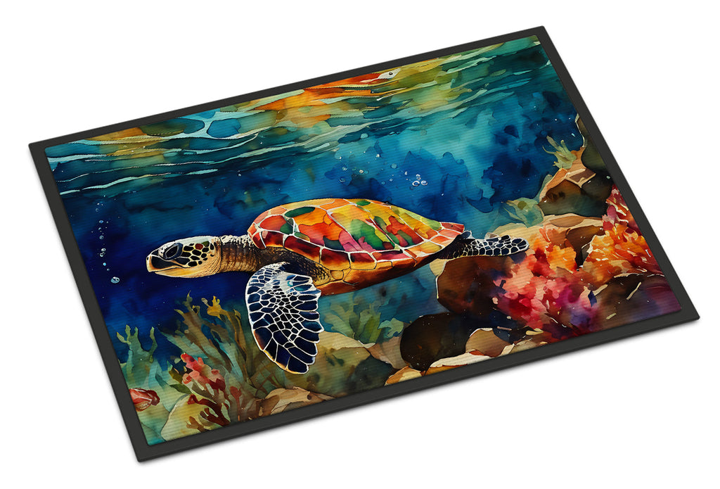 Loggerhead Sea Turtle Doormat Indoor Outdoor 18H X 27W Front Door Mat Rugs for Entryway, Non Slip Washable
