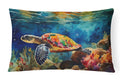 Loggerhead Sea Turtle Decorative Throw Pillow 12x16 Indoor Outdoor Accent Cushion, Fabric Cover with Insert for Sofa, Bed, Porch & Living Room