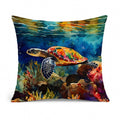 Loggerhead Sea Turtle Decorative Throw Pillow 14x14 Indoor Outdoor Accent Cushion, Fabric Cover with Insert for Sofa, Bed, Porch & Living Room