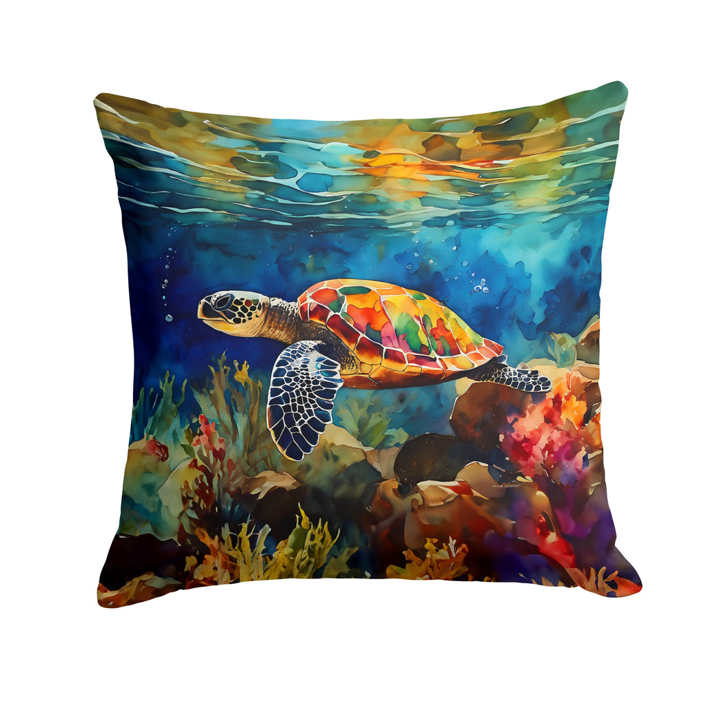 Loggerhead Sea Turtle Decorative Throw Pillow 18x18 Indoor Outdoor Accent Cushion, Fabric Cover with Insert for Sofa, Bed, Porch & Living Room