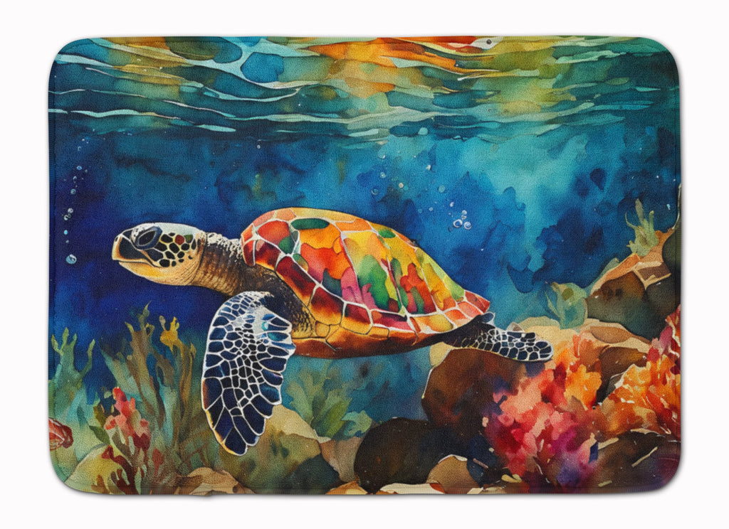 Loggerhead Sea Turtle Memory Foam Kitchen Mat Machine Washable Anti-Fatigue Cushion Comfort Bath or Kitchen Rug