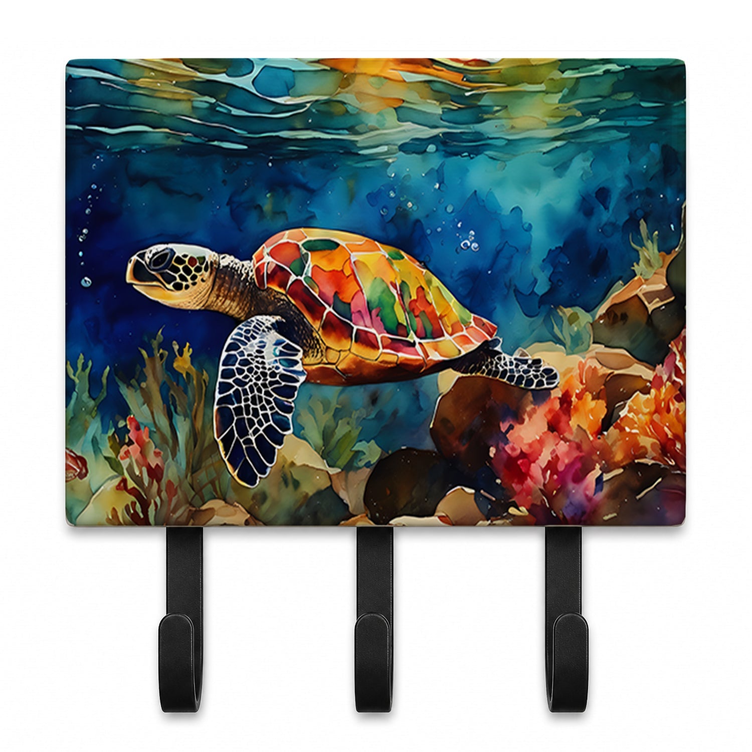 Loggerhead Sea Turtle Leash or Key Holder Wall Hooks, Coat Rack Wall Mount, for Hanging Keys, Towels, Aprons, Leashes