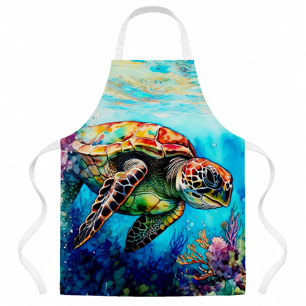 Loggerhead Sea Turtle Apron Cooking Kitchen Server Baking Crafts Gardening for Adult Women Men, Unisex, Large, Multicolor