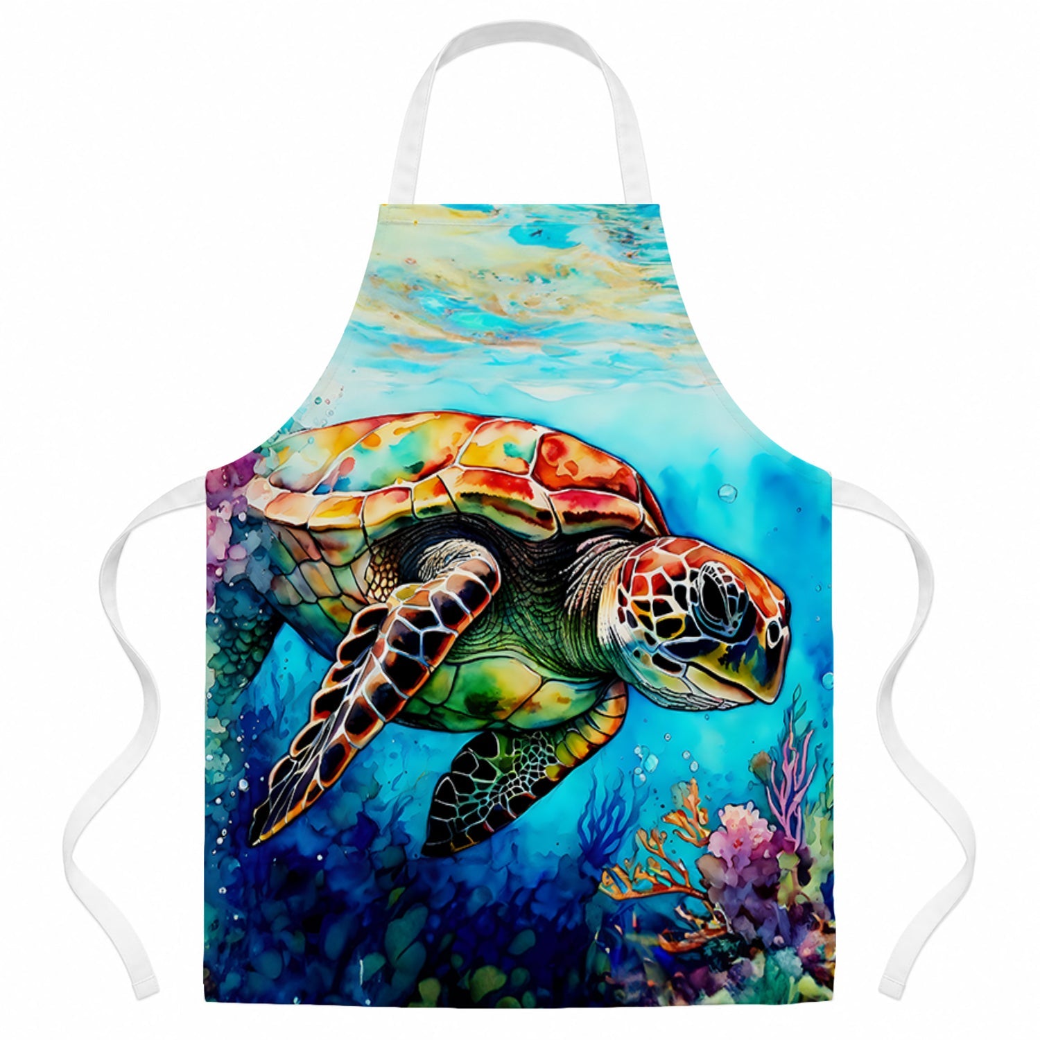 Loggerhead Sea Turtle Apron Cooking Kitchen Server Baking Crafts Gardening for Adult Women Men, Unisex, Large, Multicolor
