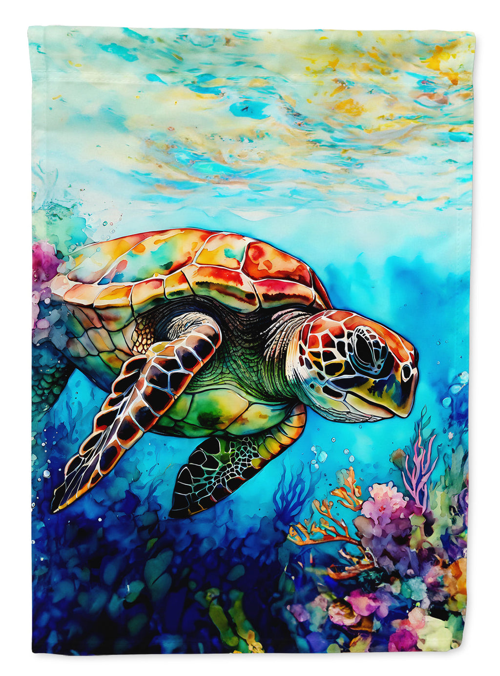 Loggerhead Sea Turtle House Flag 28x40 Porch Sleeve Pole Decorative Outside Yard Banner Artwork Wall Hanging, Polyester