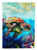 Loggerhead Sea Turtle House Flag 28x40 Porch Sleeve Pole Decorative Outside Yard Banner Artwork Wall Hanging, Polyester