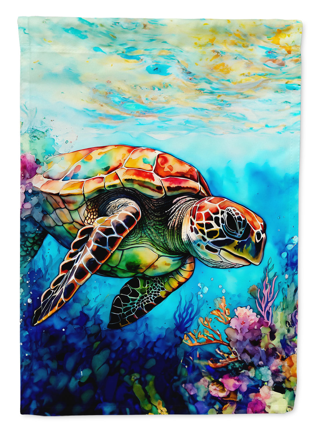 Loggerhead Sea Turtle House Flag 28x40 Porch Sleeve Pole Decorative Outside Yard Banner Artwork Wall Hanging, Polyester