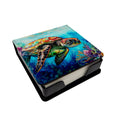 Loggerhead Sea Turtle PU Leather Note Paper Holder with Artist-Designed Cover, Desk Accessory, Office Gift