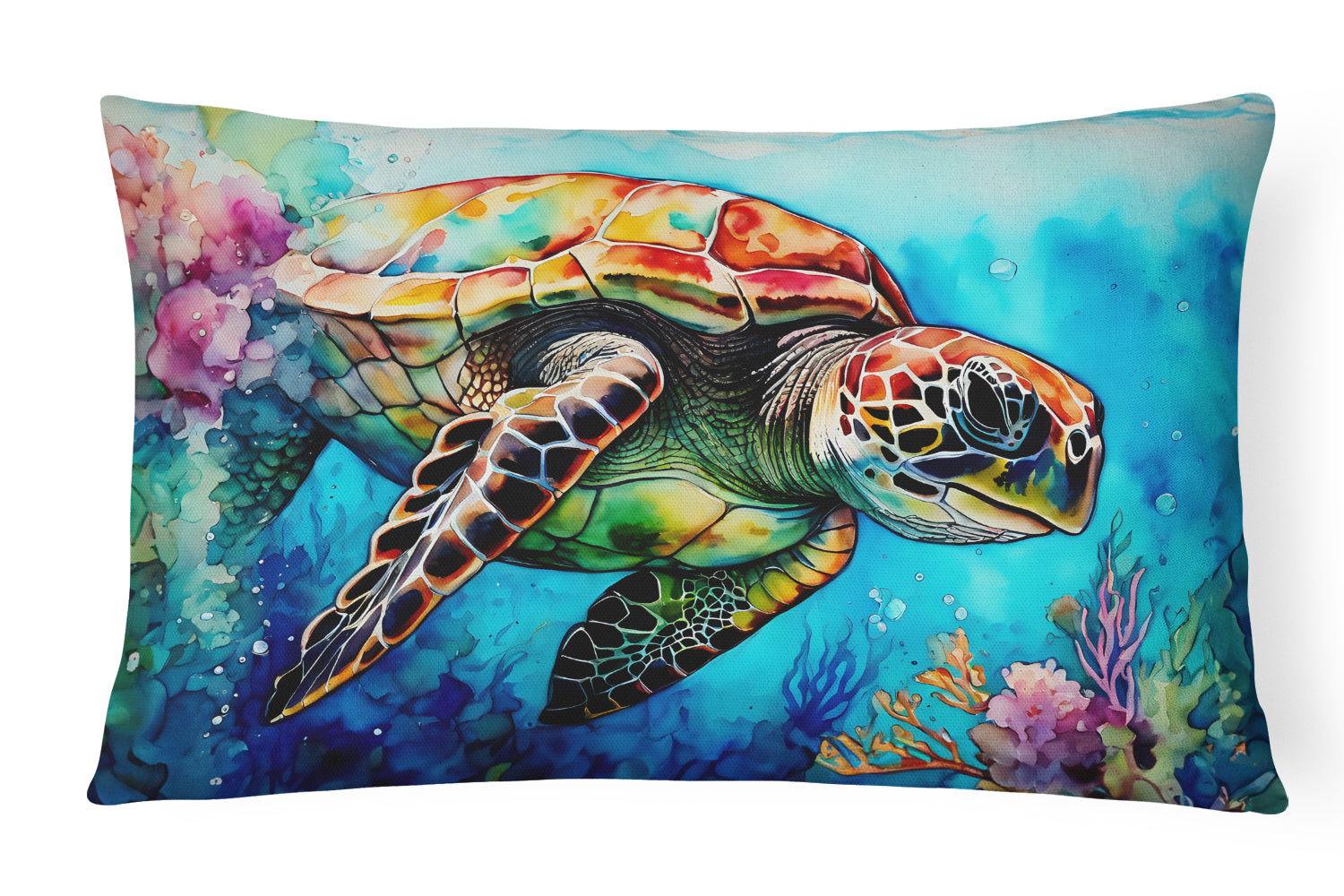 Loggerhead Sea Turtle Decorative Throw Pillow 12x16 Indoor Outdoor Accent Cushion, Fabric Cover with Insert for Sofa, Bed, Porch & Living Room