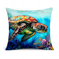Loggerhead Sea Turtle Decorative Throw Pillow 14x14 Indoor Outdoor Accent Cushion, Fabric Cover with Insert for Sofa, Bed, Porch & Living Room