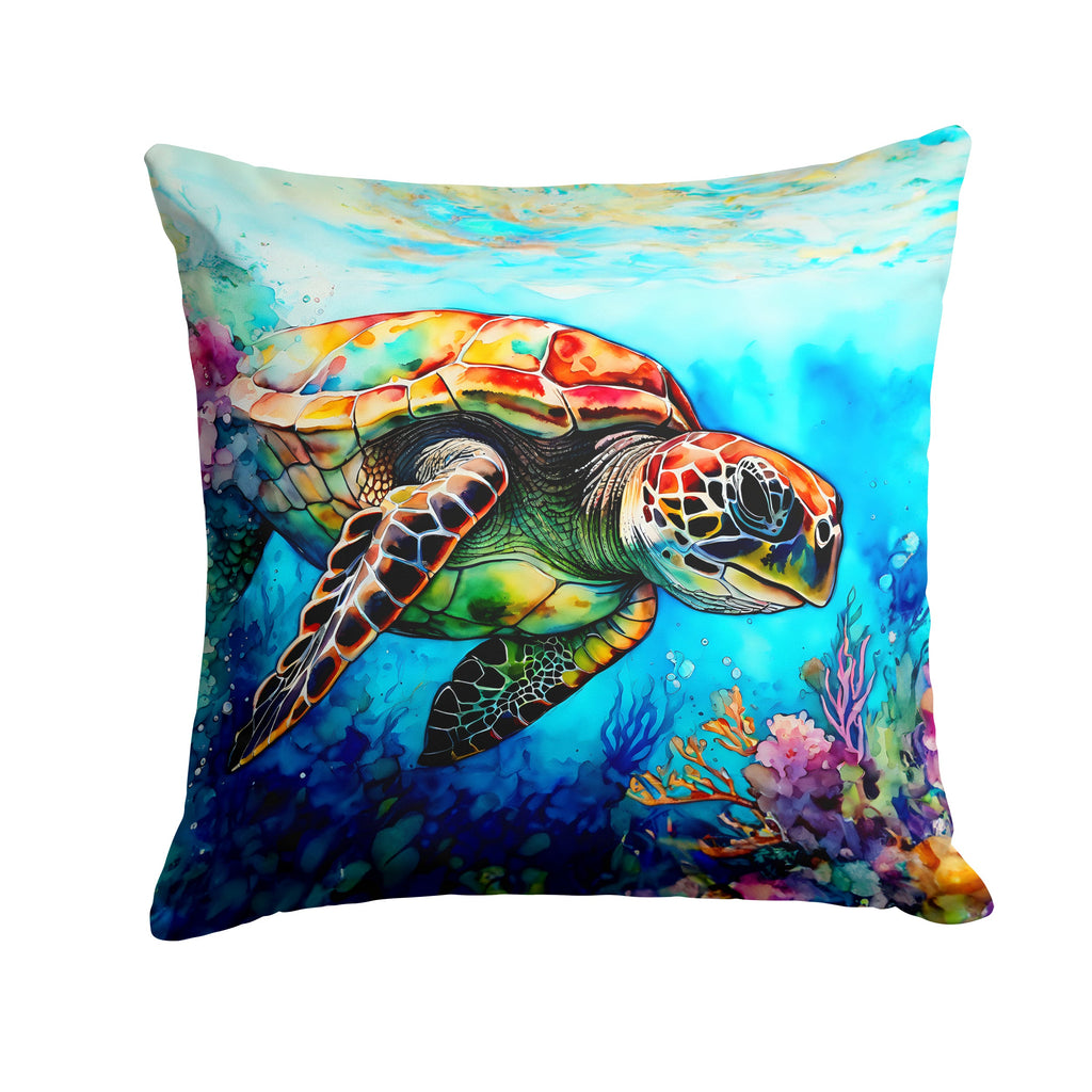 Loggerhead Sea Turtle Decorative Throw Pillow 18x18 Indoor Outdoor Accent Cushion, Fabric Cover with Insert for Sofa, Bed, Porch & Living Room