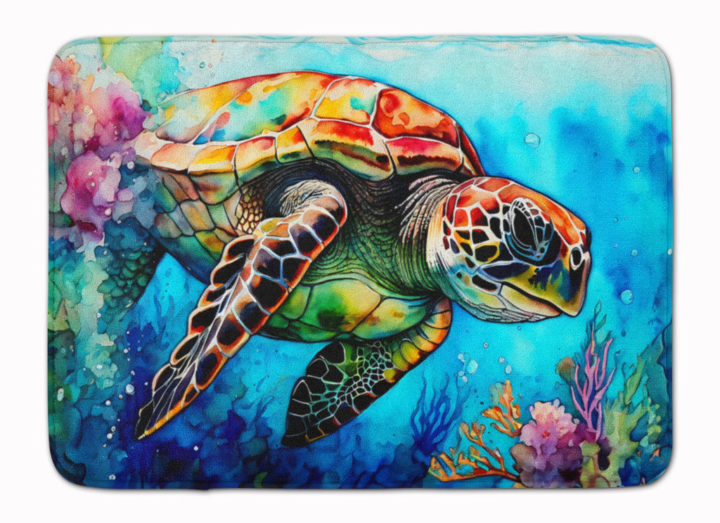 Loggerhead Sea Turtle Memory Foam Kitchen Mat Machine Washable Anti-Fatigue Cushion Comfort Bath or Kitchen Rug