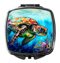 Loggerhead Sea Turtle Compact Mirror Decorative Travel Makeup Mirror for Women Girls Gifts Pocket Makeup Mirror Folding Handheld