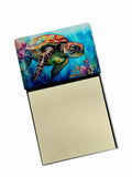 Loggerhead Sea Turtle Watercolor Sticky Note Holder Refillable Dispenser Desk Accessory 3x3 Pad Gift