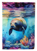 Manatee House Flag 28x40 Porch Sleeve Pole Decorative Outside Yard Banner Artwork Wall Hanging, Polyester