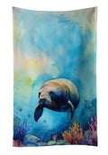 Manatee Kitchen Towel Velour Plush Front and Cotton Loop Back Machine Washable