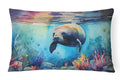 Manatee Decorative Throw Pillow 12x16 Indoor Outdoor Accent Cushion, Fabric Cover with Insert for Sofa, Bed, Porch & Living Room