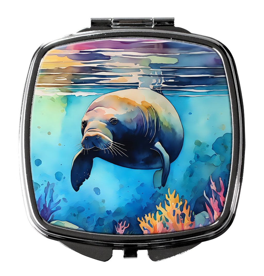 Manatee Compact Mirror Decorative Travel Makeup Mirror for Women Girls Gifts Pocket Makeup Mirror Folding Handheld