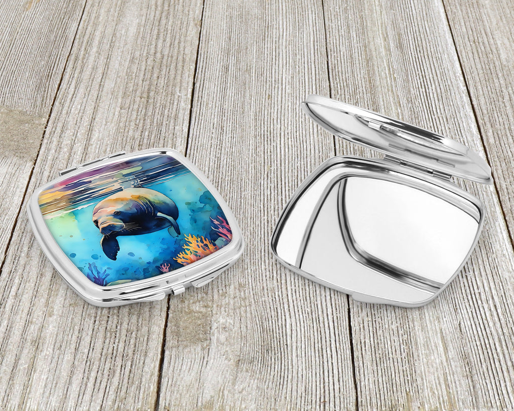 Manatee Compact Mirror Decorative Travel Makeup Mirror for Women Girls Gifts Pocket Makeup Mirror Folding Handheld