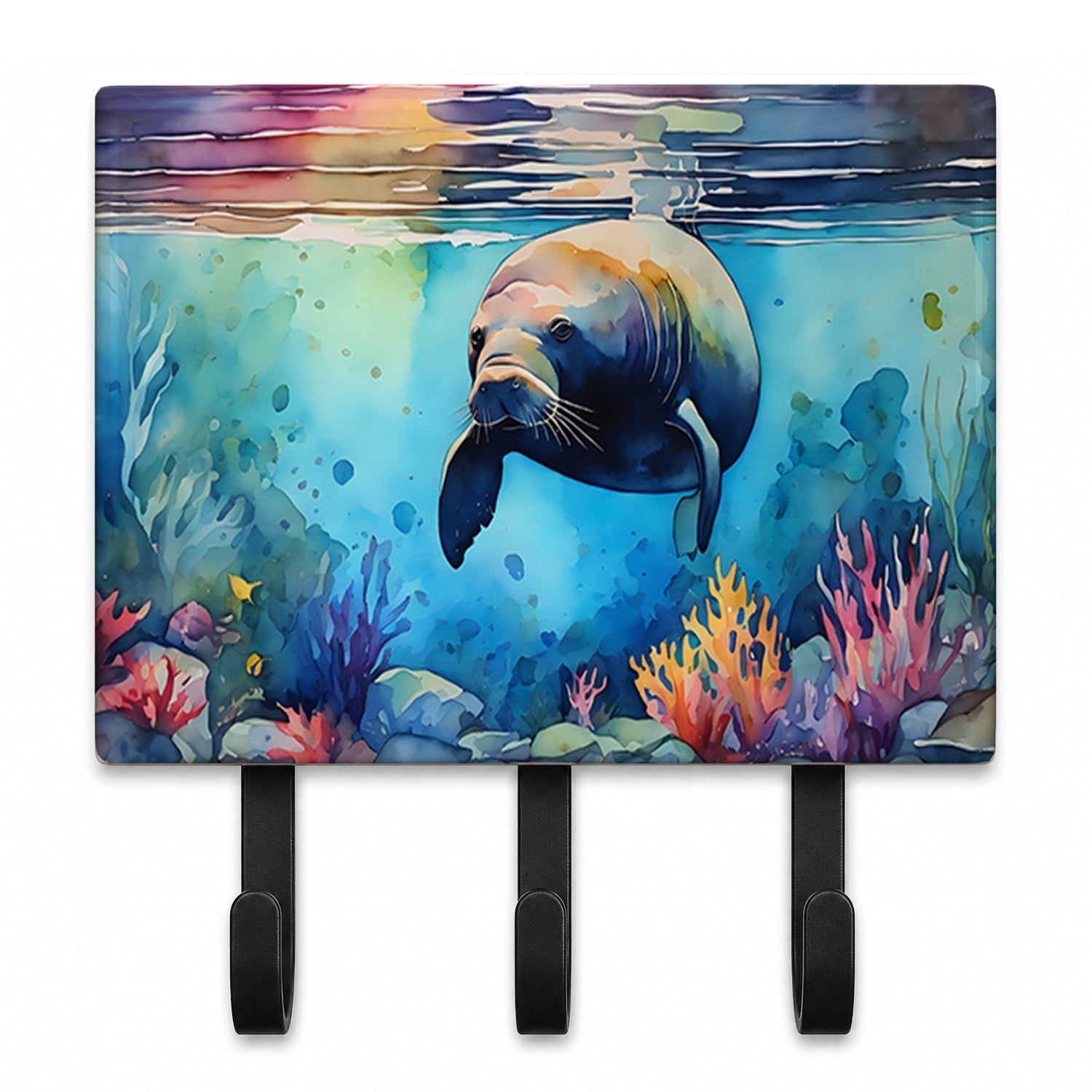 Manatee Leash or Key Holder Wall Hooks, Coat Rack Wall Mount, for Hanging Keys, Towels, Aprons, Leashes