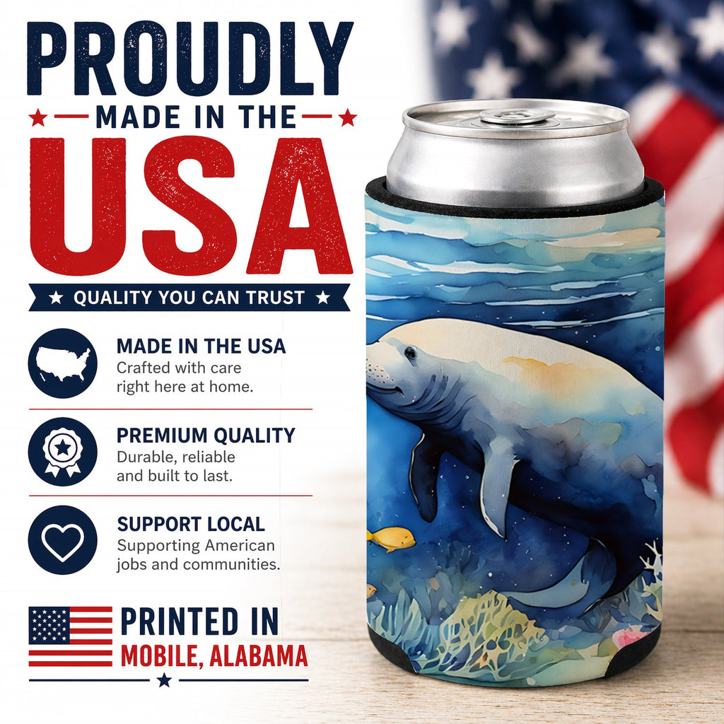 Manatee Can or Bottle Hugger Cooler Sleeve for Standard 12 oz Cans, Insulated Foam Beer & Soda Can Hugger Reusable