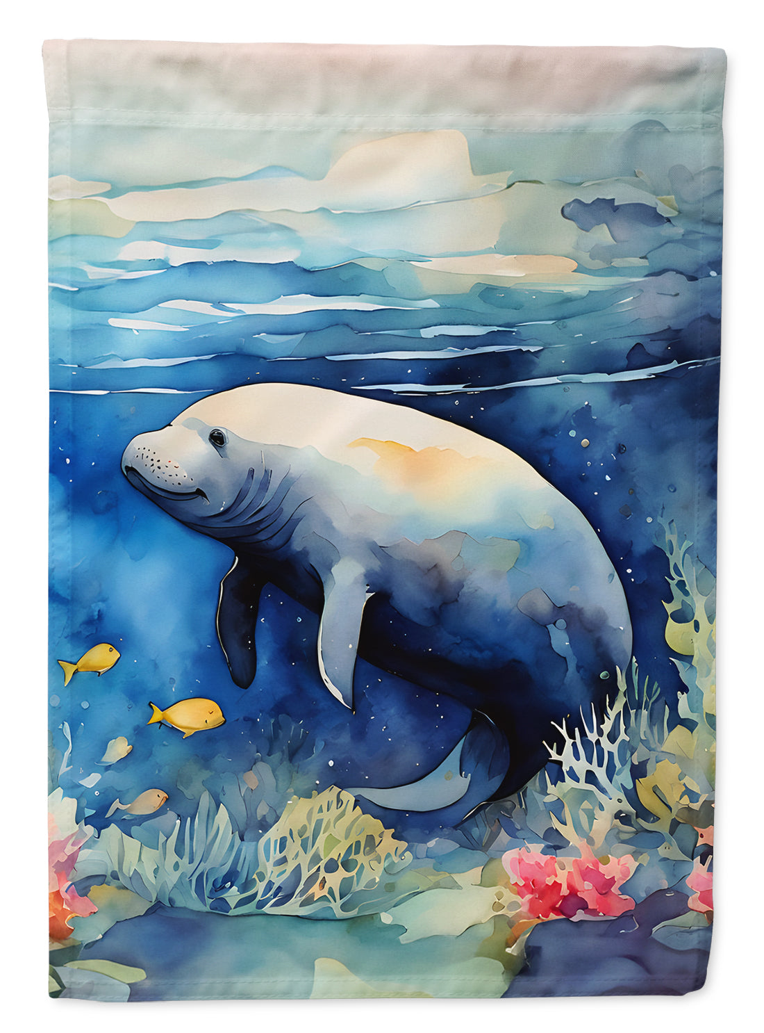 Manatee House Flag 28x40 Porch Sleeve Pole Decorative Outside Yard Banner Artwork Wall Hanging, Polyester