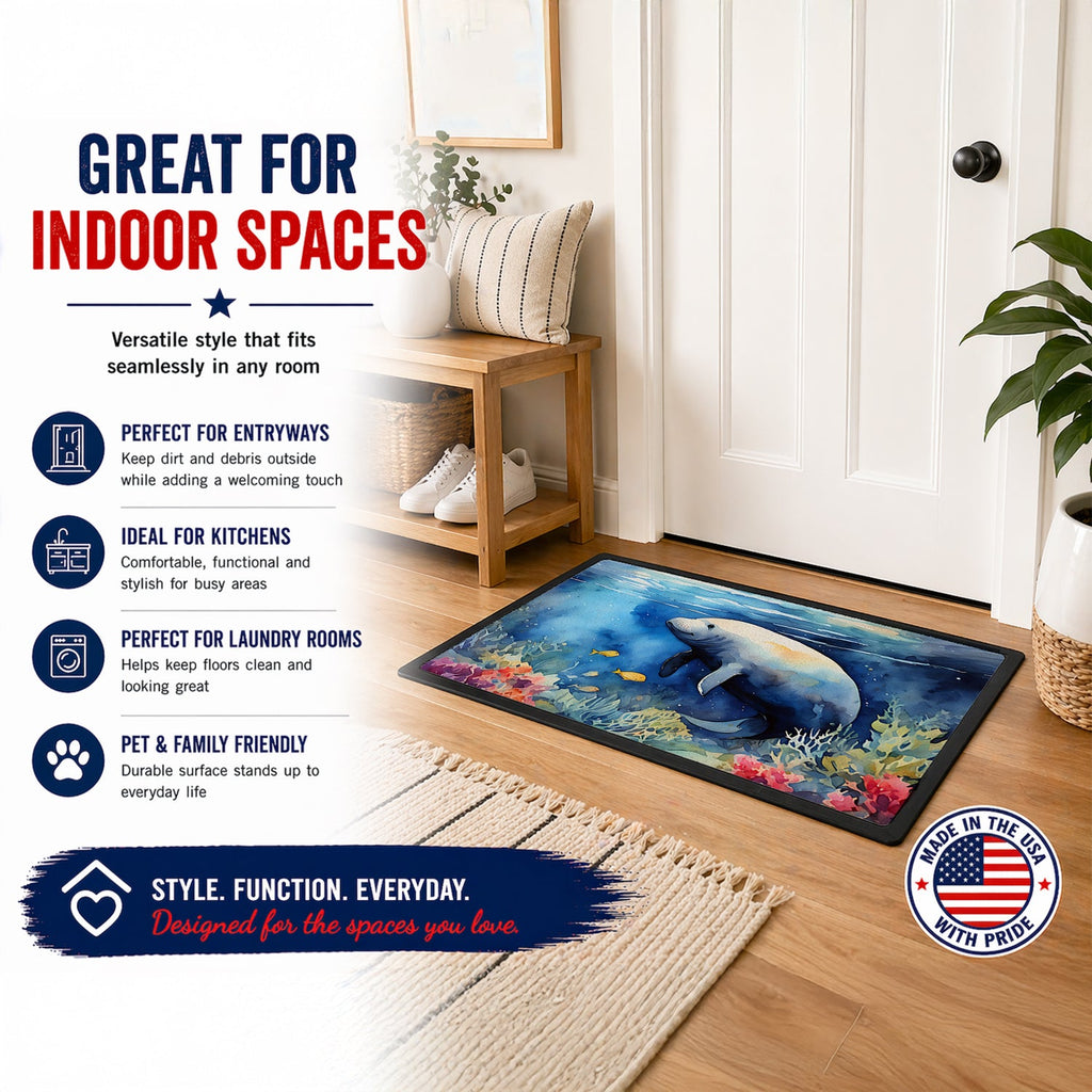 Manatee Doormat Indoor Outdoor 24H X 36W Front Door Mat Rugs for Entryway, Non Slip Washable Low Pile,