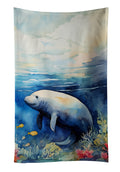 Manatee Kitchen Towel Velour Plush Front and Cotton Loop Back Machine Washable