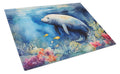 Manatee Cutting Board Tempered Glass Kitchen Cutting Surface, Heat Resistant Chopping, Non-Slip Feet, Food Prep & Serving