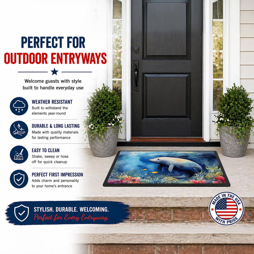 Manatee Doormat Indoor Outdoor 18H X 27W Front Door Mat Rugs for Entryway, Non Slip Washable