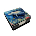 Manatee PU Leather Note Paper Holder with Artist-Designed Cover, Desk Accessory, Office Gift