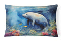 Manatee Decorative Throw Pillow 12x16 Indoor Outdoor Accent Cushion, Fabric Cover with Insert for Sofa, Bed, Porch & Living Room