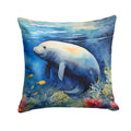 Manatee Decorative Throw Pillow 18x18 Indoor Outdoor Accent Cushion, Fabric Cover with Insert for Sofa, Bed, Porch & Living Room