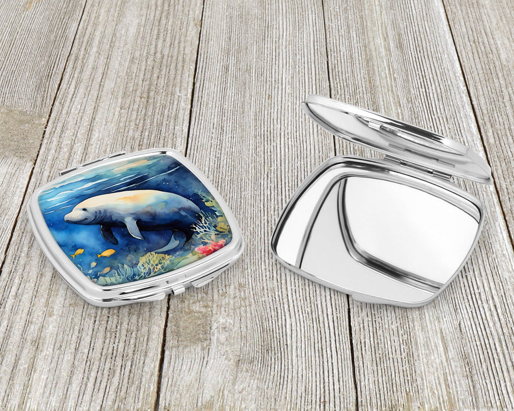 Manatee Compact Mirror Decorative Travel Makeup Mirror for Women Girls Gifts Pocket Makeup Mirror Folding Handheld