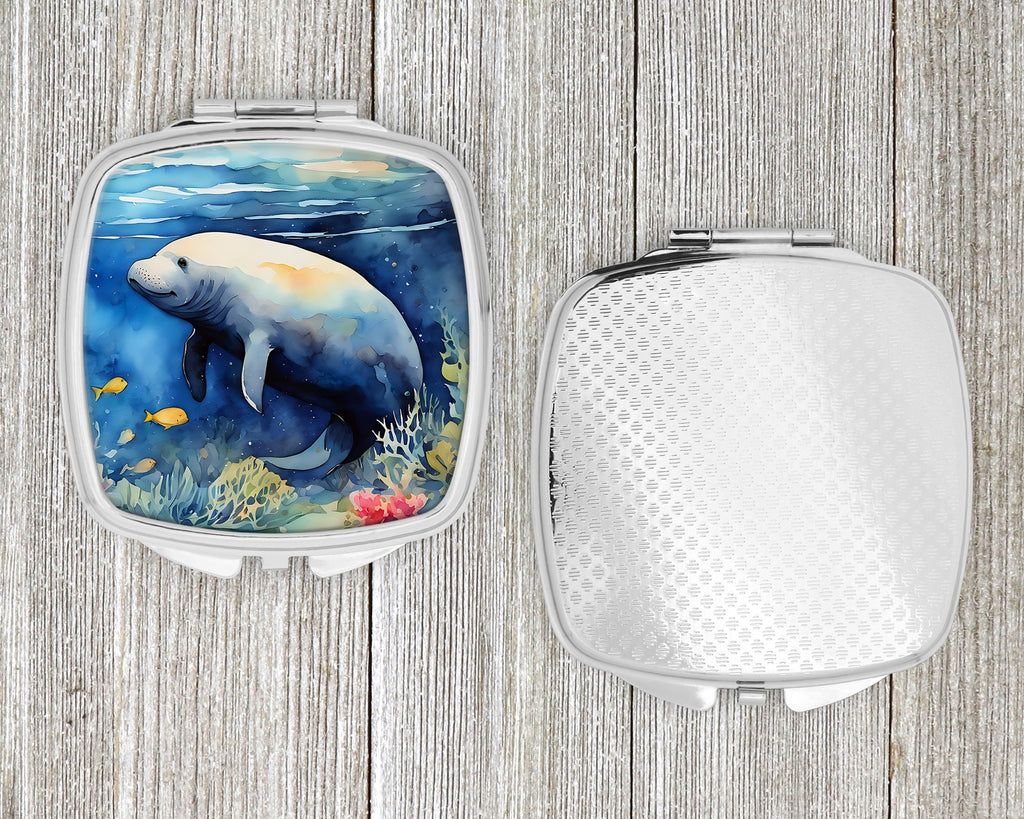 Manatee Compact Mirror Decorative Travel Makeup Mirror for Women Girls Gifts Pocket Makeup Mirror Folding Handheld